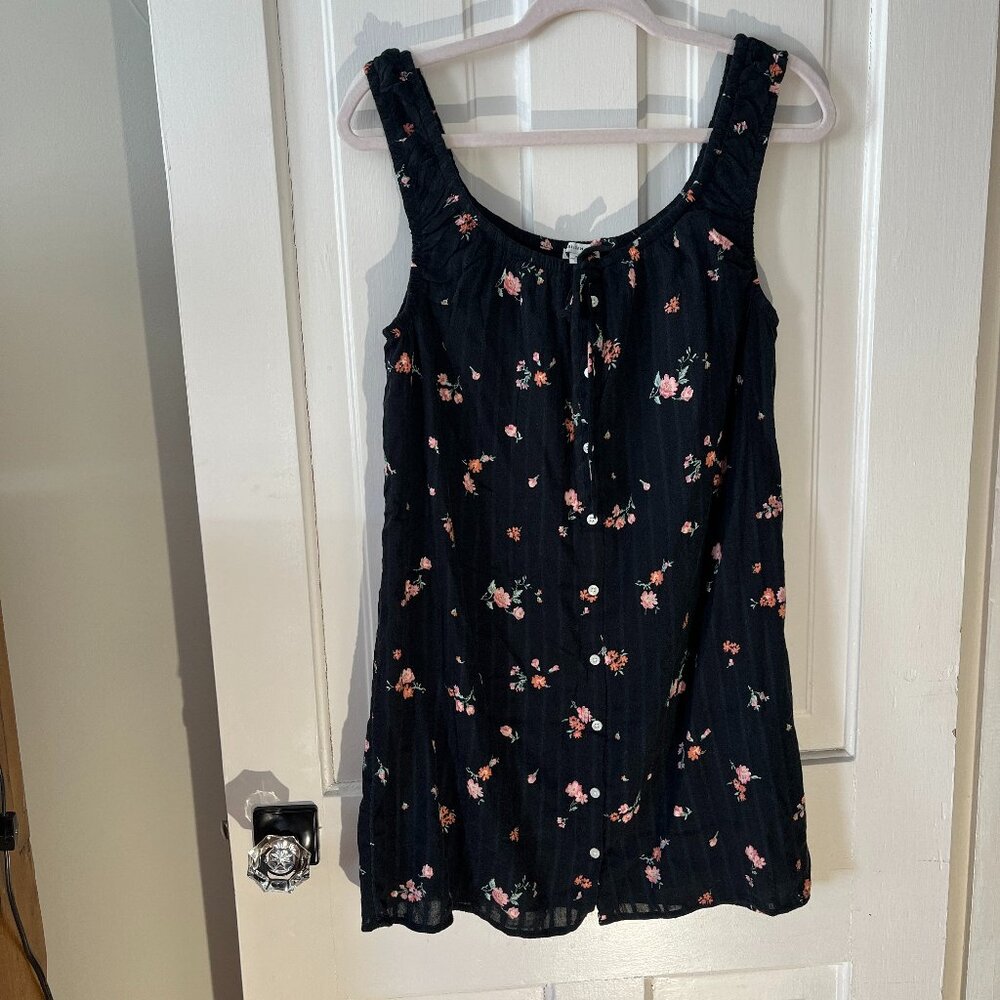 American Eagle, sun dress, black with flowers, with straps, Size Medium